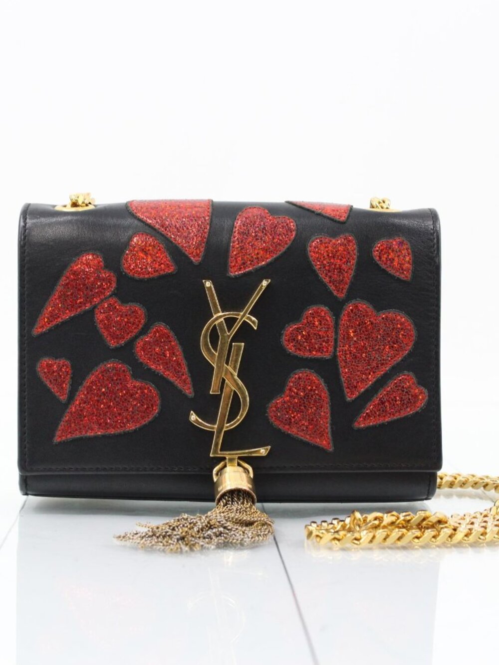 YSL Small Kate Tassel Glitter Heart Bag